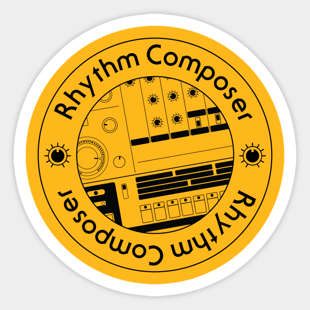 808 Drum Machine Graphic: Rhythm Composer Sticker by Atomic Malibu